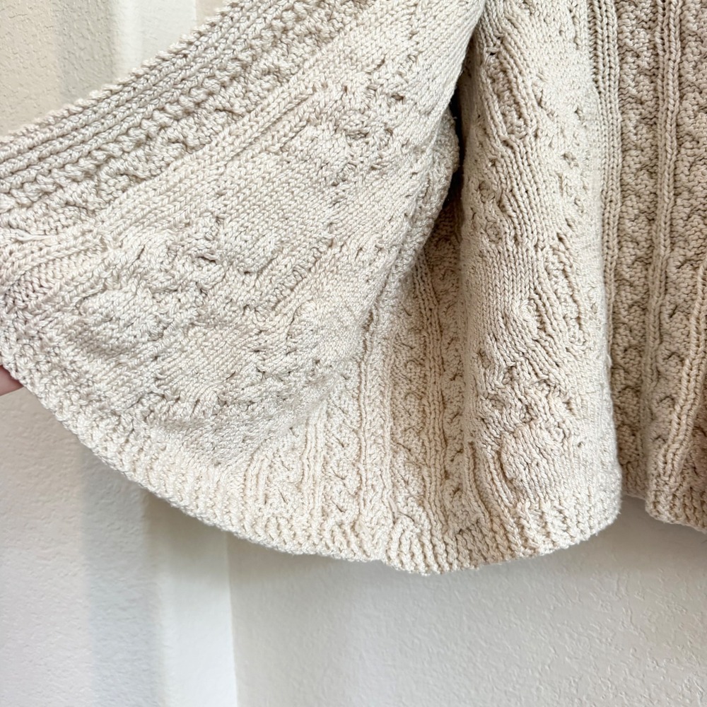 Chunky Cable Knit Open Front Cardigan Beige Cream‎ Oversized Boxy Sweater Womens - Picture 3 of 11